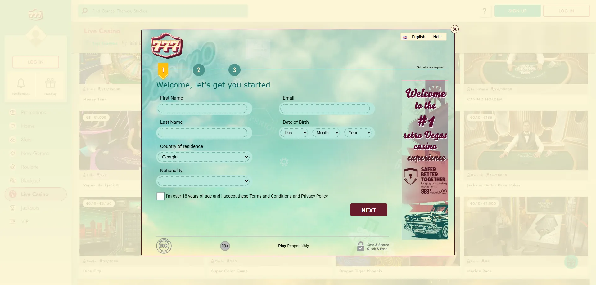How to register at 777 Casino — quick sign up process