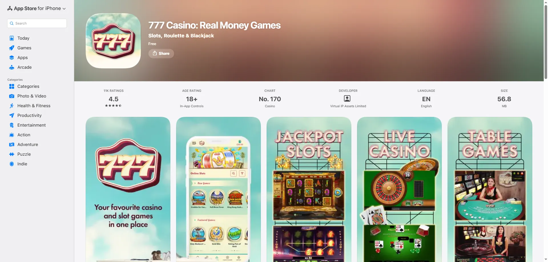 777 Casino online slots — over 11,000 games to play